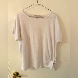 MICHAEL KORS WOMENS COTTON WHITE SHIRT WITH SIDE ACCENT TIE. SIZE SMALL